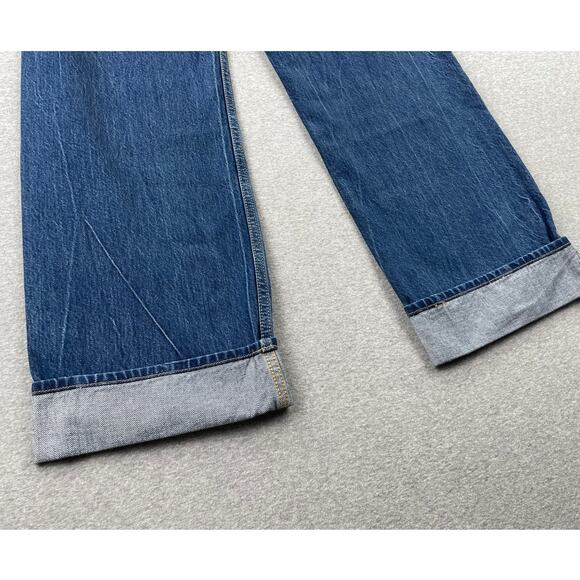 Abercrombie & Fitch High Rise Loose Jeans Women 26 Short Blue Dark Wash Cuff Hem - Picture 15 of 16